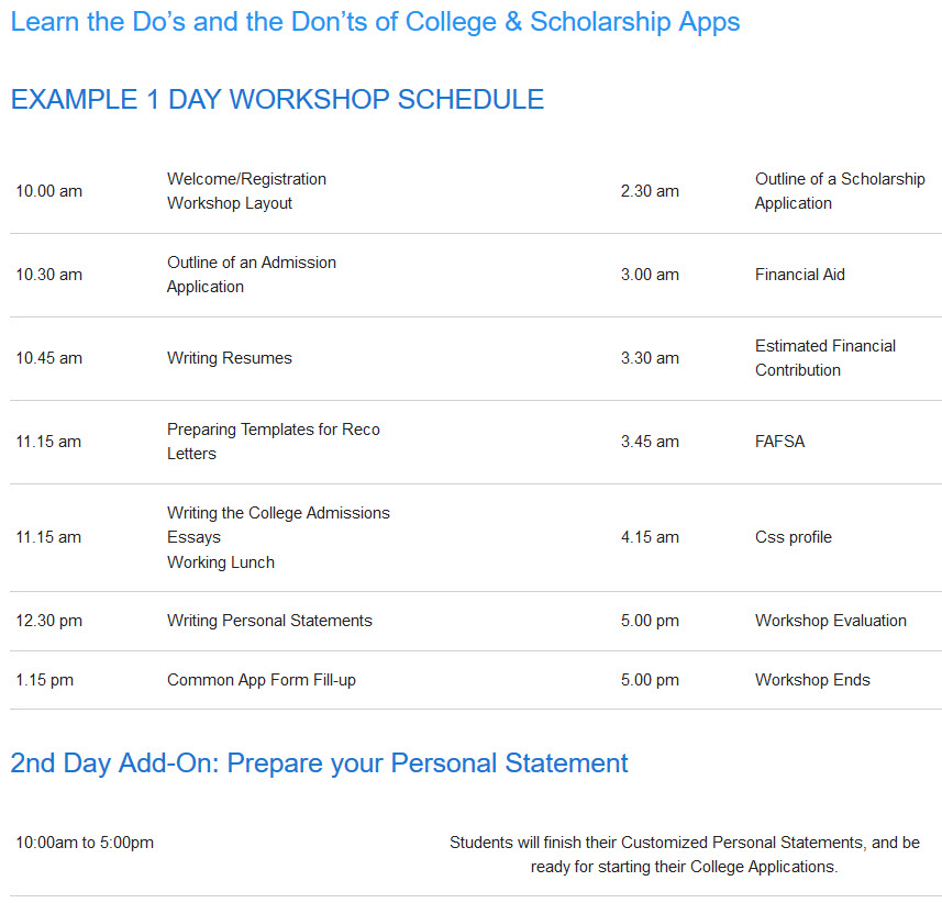 COLLEGE & SCHOLARSHIP APPLICATION WORKSHOP