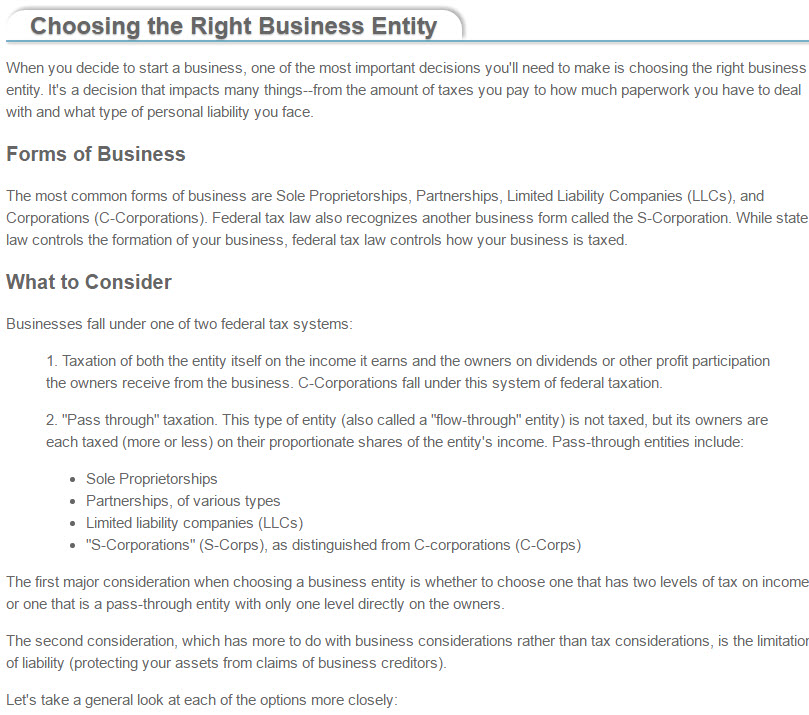 Choosing the right Business Entity