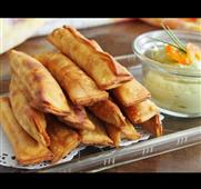 New Year party starter - Cheese-filled wonton fingers with Guacamole in Salem,MA