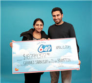Young Punjabi couple from Brampton take home 18.7 million, with Lotto 649 Jackpot win in New York,NY