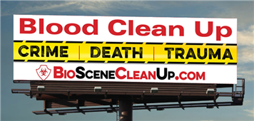 Scary Bioclean billboards: Blood, death, crime, trauma in Tampa,FL