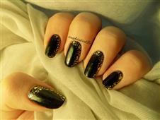 Green & Gold flakies manicure