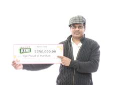 PLAY YOUR WAY: VIJAI PRASAD OF MARKHAM WINS $250,000 WITH DAILY KENO in Toronto,ON