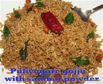 Puliyogare with sambar powder in New York,NY