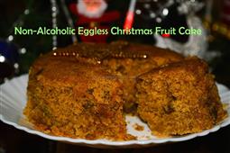Eggless Non Alcoholic Christmas Fruit Cake recipe / How to make Eggless Christmas Fruit Cake recipe in New York,NY