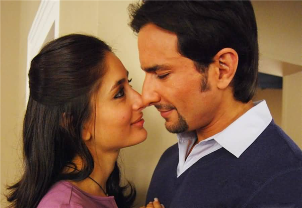 Kareena Holds Back Saif From Kissing Onscreen Entertainment
