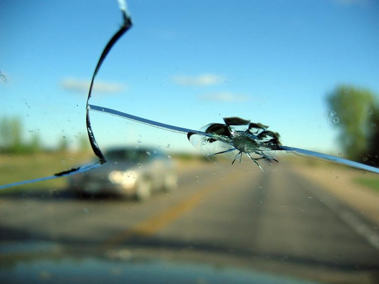 Dangers of driving around with a broken windshield